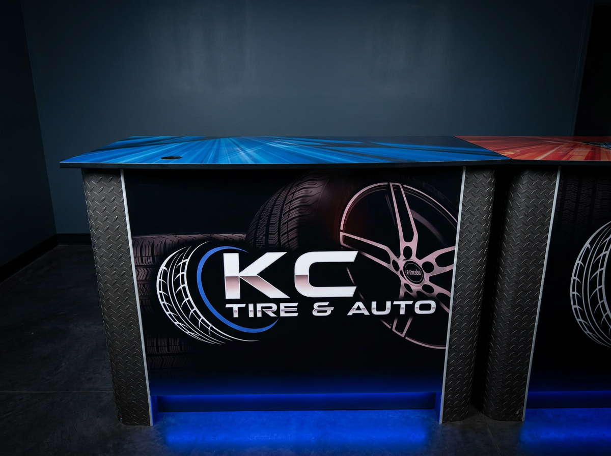 KC Tire & Auto branded front service counter