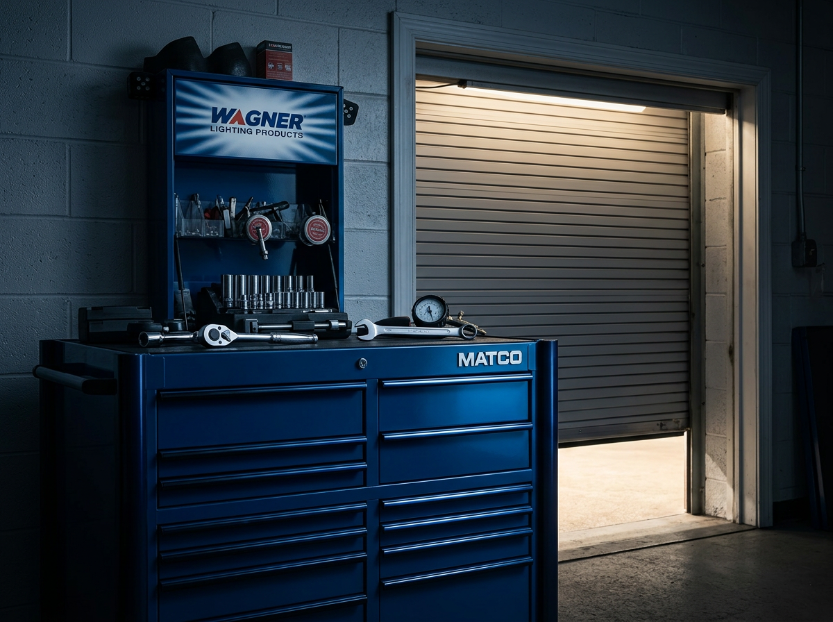 Service bay tool chest and workbench at KC Tire & Auto